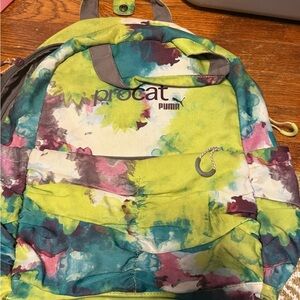 Puma Multicolor Lime Teal Pink Watercolor Backpack